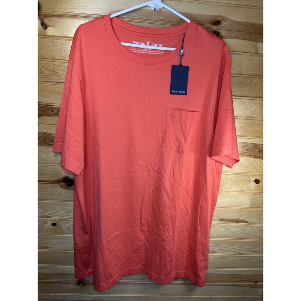 Psycho Bunny Bonnie Regular Fit Pocket Tee Hot Coral Orange Men's XLT $75 NWT - Picture 2 of 7